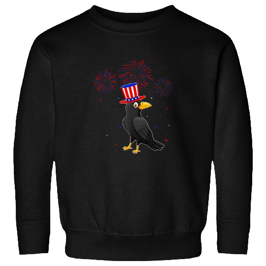 Raven Graphic Red White Blue Fireworks Decor 4th Of July Sweatshirts