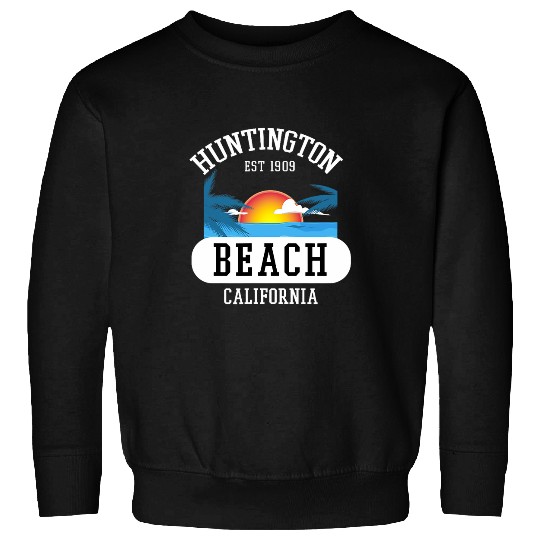 Huntington Beach californias Graphic Design Beach Novelty Art Sweatshirts