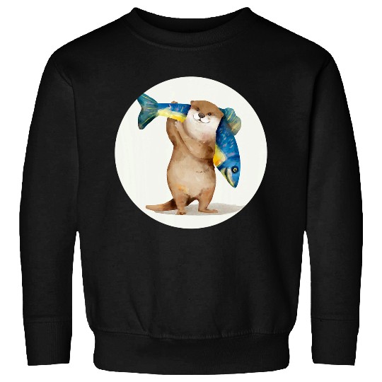 Watercolor Beaver Semiaquatic Rodents for Animal Lovers Sweatshirts