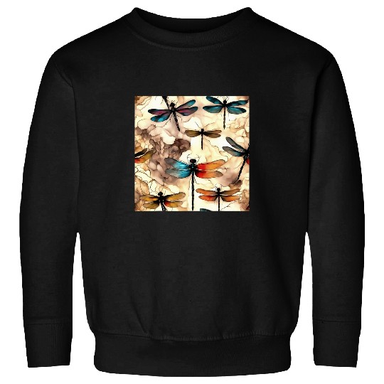Pretty Dragonflies On An Alcohol Ink Abstract Background Sweatshirts