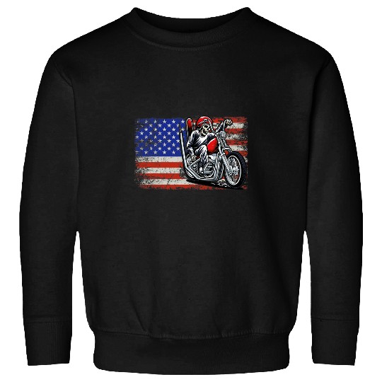 Discover Patriotic American Flag Motorcycle Rider Biker US Sweatshirts