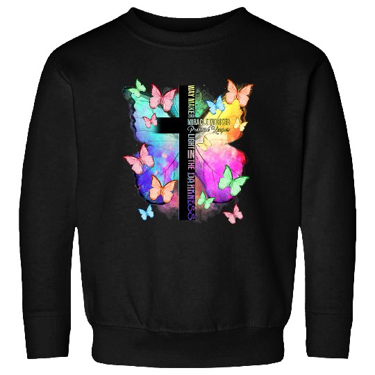 Way Maker Butterfly Half Cross Funny Christian Butterfly Tee Sweatshirts