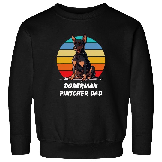 Funny Doberman Pinscher For Dogs Dad Lovers Retro Sunset Sweatshirts