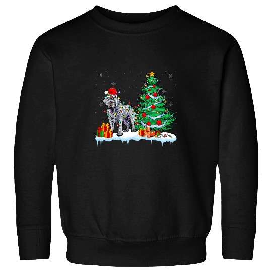 Neapolitan Mastiff Wearing Santa Hat xmass Light Christmas Sweatshirts