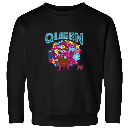Womens Black Queen Pretty Butterfly and Flower Sweatshirts