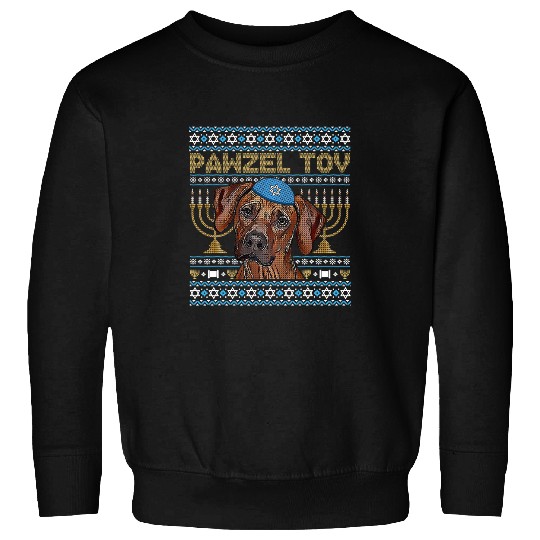 Pawzel Tov Jewish Rhodesian Ridgeback Dog Funny Hanukkah Sweatshirts