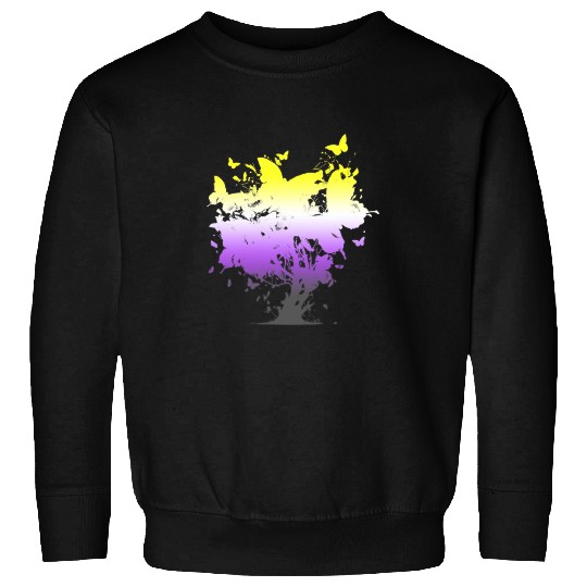 Non Binary Butterfly Tree Non Binary Flag Nonbinary Pride Sweatshirts