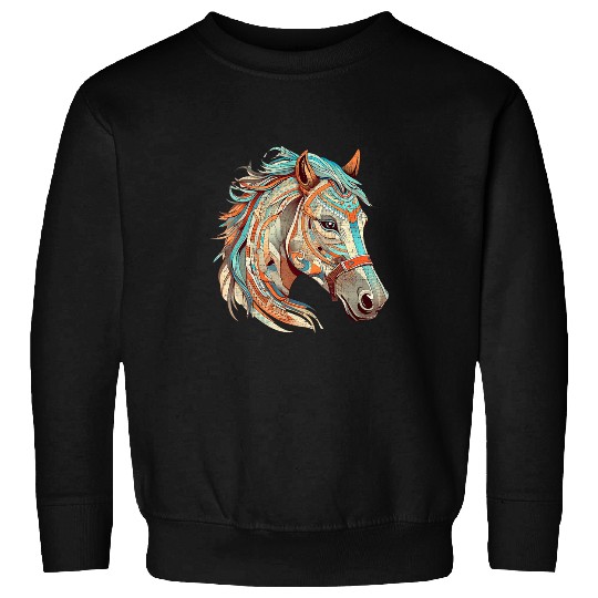 Horse Tribal Abstract Art Native American Geometric Horses 3 Sweatshirts
