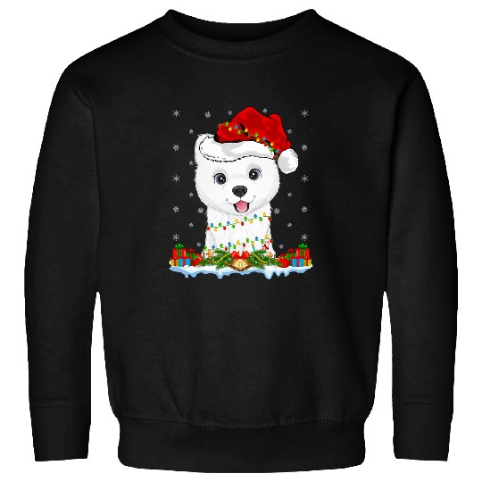 Dog Samoyed xmass Lighting Santa Samoyed Christmas Sweatshirts