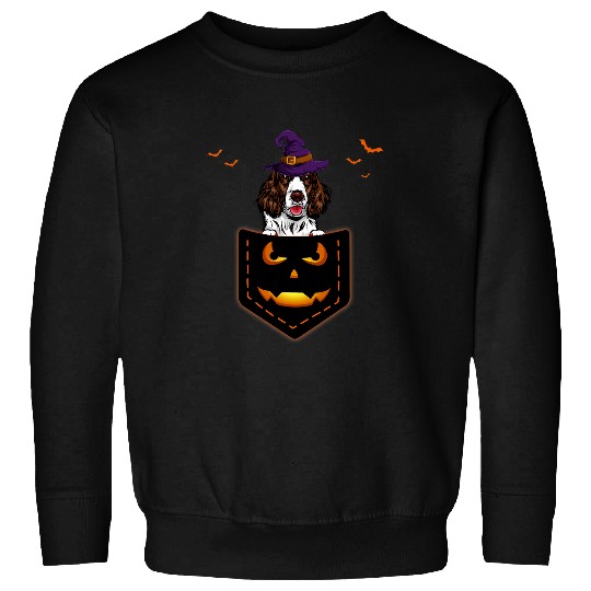 Funny English Springer Spaniel Witch in your Pocket Pumpkin Sweatshirts