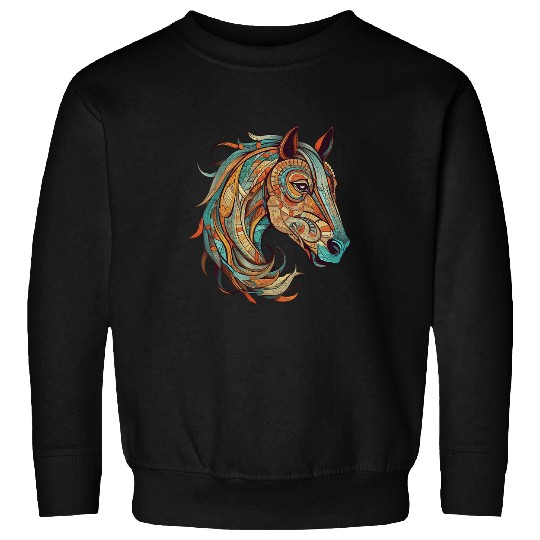 Horse Tribal Abstract Art Native American Geometric Horses 2 Sweatshirts