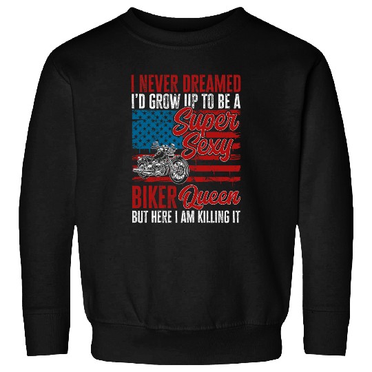 Discover Patriotic Motorcycle Women USA Flag Motorbike Biker 22 Sweatshirts
