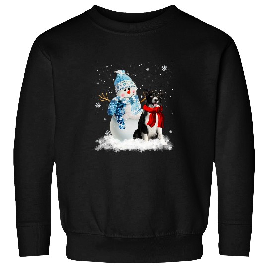 Funny Border Collie Christmas Snowman Christmas Pajama Sweatshirts