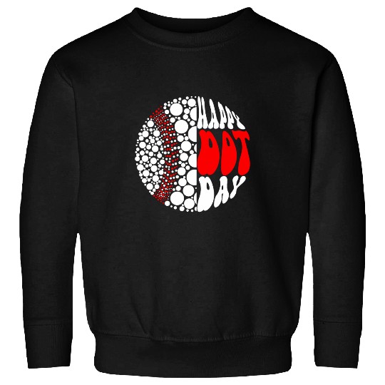 Retro Groovy Baseball Ball With Polka Dots Happy Dot Day Boy Sweatshirts