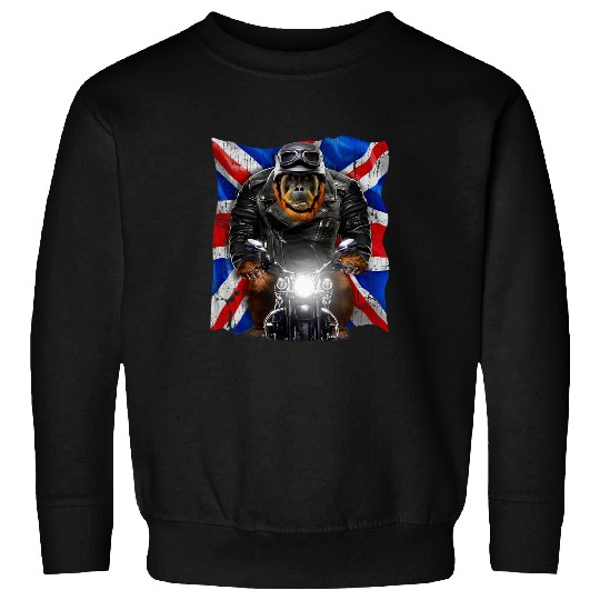 Discover Patriot Orangutan on Motorcycle with Flag of United Kingdom Sweatshirts