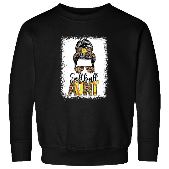 Softball Auntie Leopard Print Game Day Aunt Sweatshirts