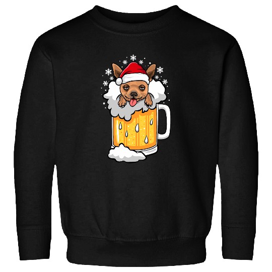 Funny drunk Beer Chihuahua Christmas Dog Sweatshirts
