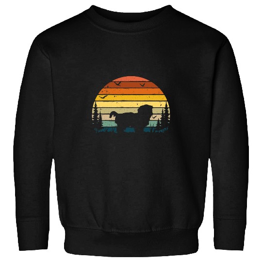 Dog Maltese Shih Tzu Vintage Retro Mom Dad Dog Sweatshirts