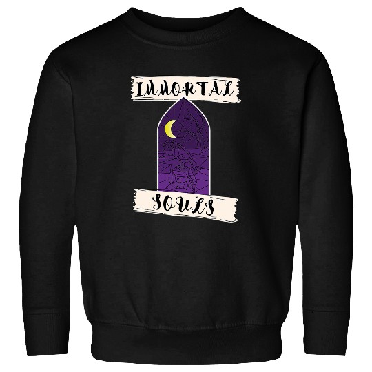 Raven and Skull Stained Glass Style Immortal Souls Goth Sweatshirts