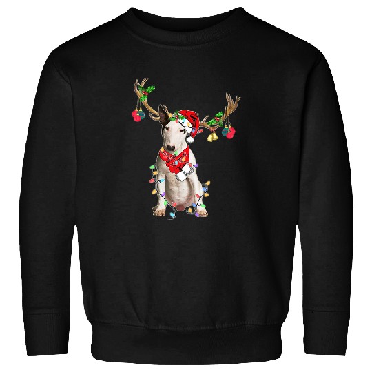Funny Bull Terrier Reindeer Christmas Dogs Christmas Light Sweatshirts