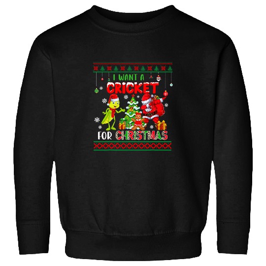 I Want A Cricket For Christmas Dabbings Santa Cricket Insect Sweatshirts