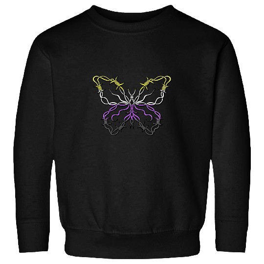 Nonbinary Butterfly Barbwire Nonbinary Flag Nonbinary Pride Sweatshirts