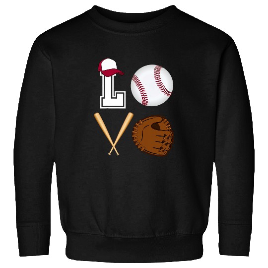 I love Baseball Valentines Glove Baseball Bat Baseball Cap Sweatshirts