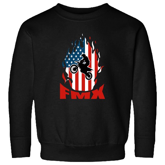 Motocross Braap USA Flag Flames Dirtbike Motorcycle Fun 21 Sweatshirts