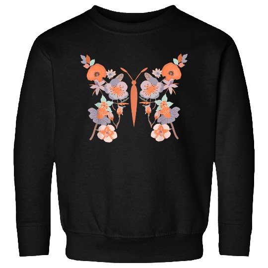 Women Boho Wildflower Summer Flowers Butterfly Shape Graphic Sweatshirts