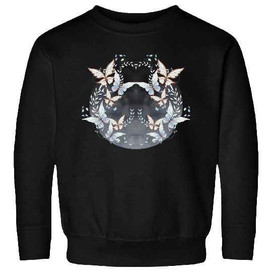 Mystic Moon with Fairy Butterflies Womens Butterfly Mandala Sweatshirts