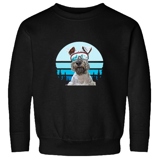 Miniature Schnauzer Skiing Winter Mountain Skis Dog Lover Sweatshirts