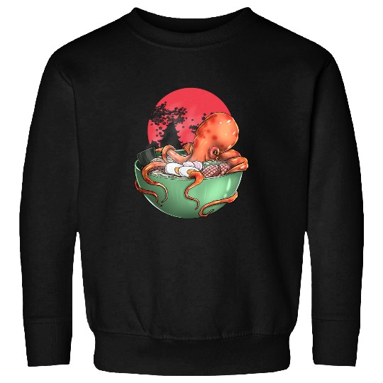 Ocotpus Ramen Noodle Food Japanese Art Harajuku Retro Sweatshirts
