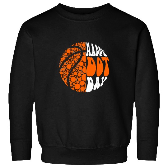 Retro Groovy Basketball Ball Polka Dots Happy Dot Day Boy Sweatshirts