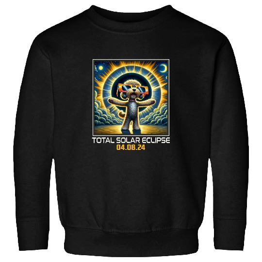 Schnoodle Dog Taking Selfie Solar Eclipse Sweatshirts