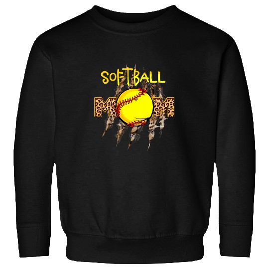 Softball Mom Leopard Print Baseball Mom Mothers Day Sweatshirts