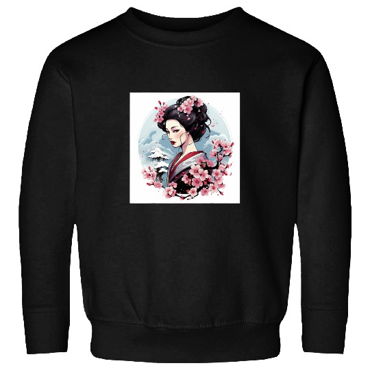 Japanese Cherry Blossom Dreams Geisha Vector Sweatshirts