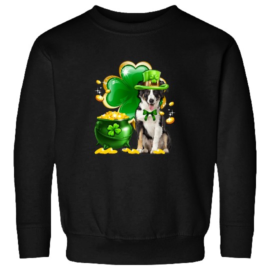Funny Border Collie Dog Shamrock Irish Saint St Patrick Day Sweatshirts