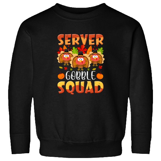 Server Gobble Squad Turkey Fun Waiter Thanksgiving Matching Sweatshirts