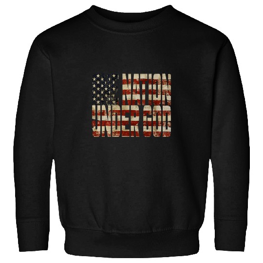 One Nation Under God Weathered American Flag Patriotic Sweatshirts