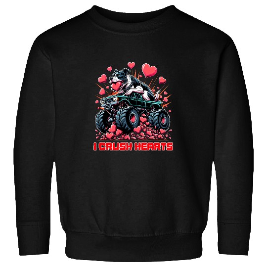 Monster Truck I Crush Hearts Staffordshire Bull Terrier Dog Sweatshirts