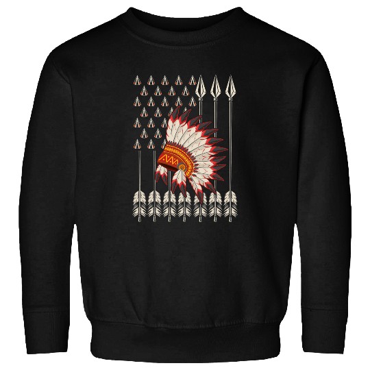 Native American Chief Traditional US Flag Sweatshirts