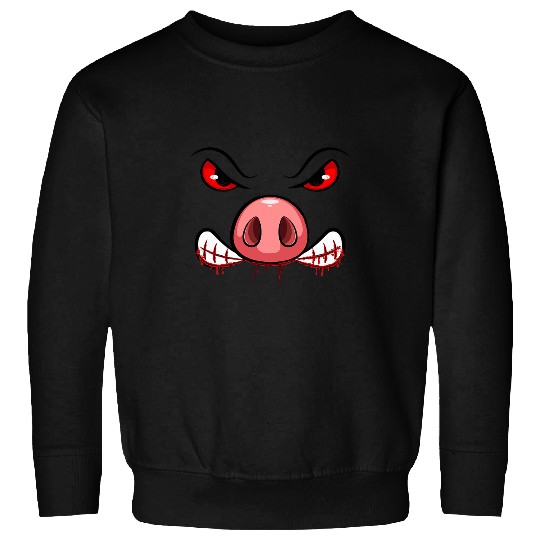 Pig Angry Face SWines Scary Halloween Costume Sweatshirts
