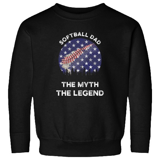 Mens softball dad the myth the legend USA flag softball for men Sweatshirts