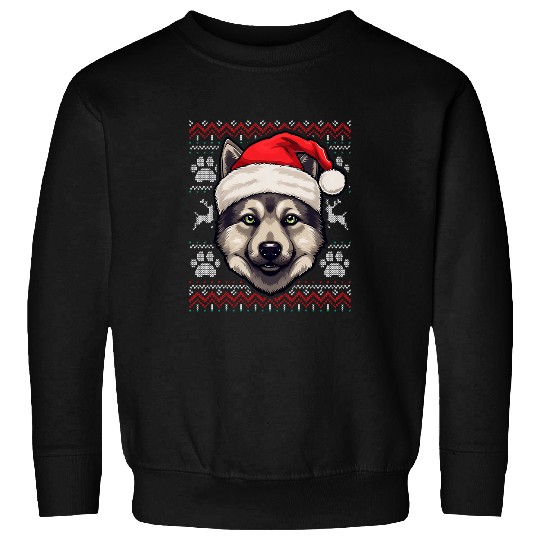 Discover Norwegian Elkhound Santa Hat Christmas Funny Dog Mom Dad Sweatshirts