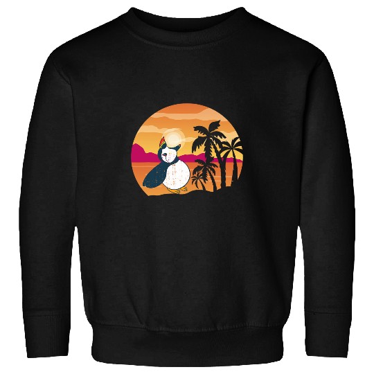 Puffin Bird Lover Palm Tree Seacoast Seabird Lover Puffin Sweatshirts