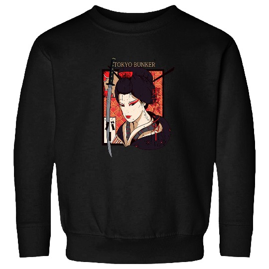 Japanese Aesthetic Waifu Girl Katana Traditional Geisha Sweatshirts