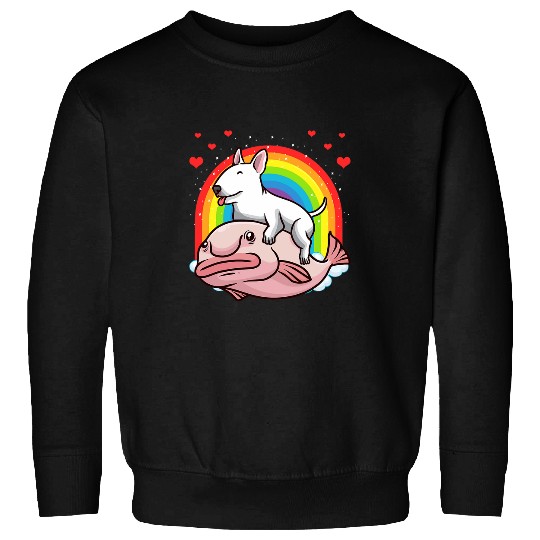Miniature Bull Terrier Dog With Blobfish Sweatshirts