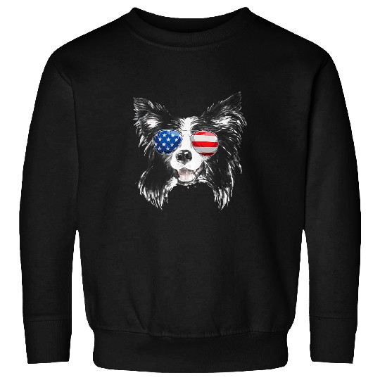Funny Proud Border Collie American Flag sunglasses gift dog 2 Sweatshirts