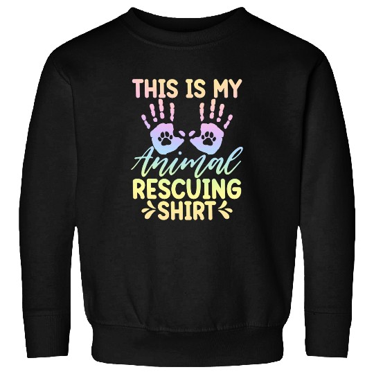 Pastel Rainbow Animal Rescue Graphic Art Design Sweatshirts
