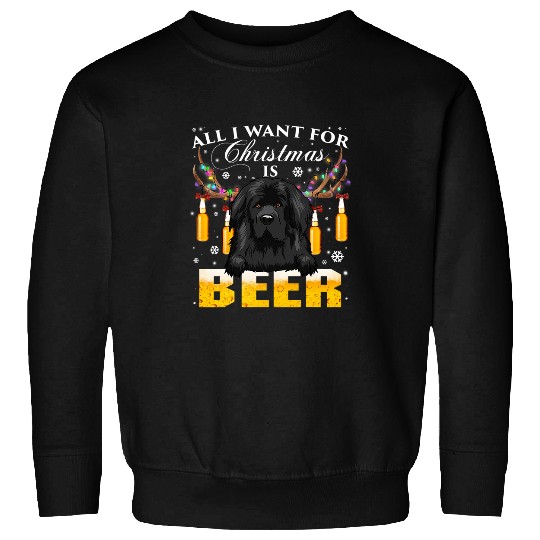 Newfoundland Reindeer Beer Christmas Ornaments xmass Lights Sweatshirts